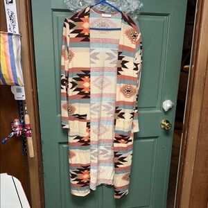 Southwestern Patterned Long Cardigan